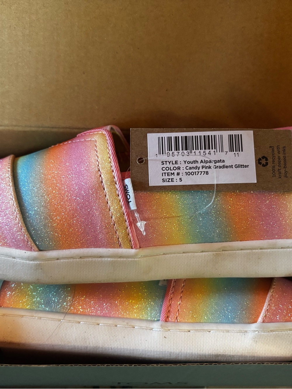 NWT in Box TOMS Candy Pink Gradient Glitter - Picture 4 of 6